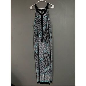 Enfocus Studio Dress Black Turquoise Sleeveless Geometric Boho Dress 18W